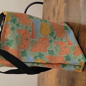 Cute Cat and Shamrock Tote Bag